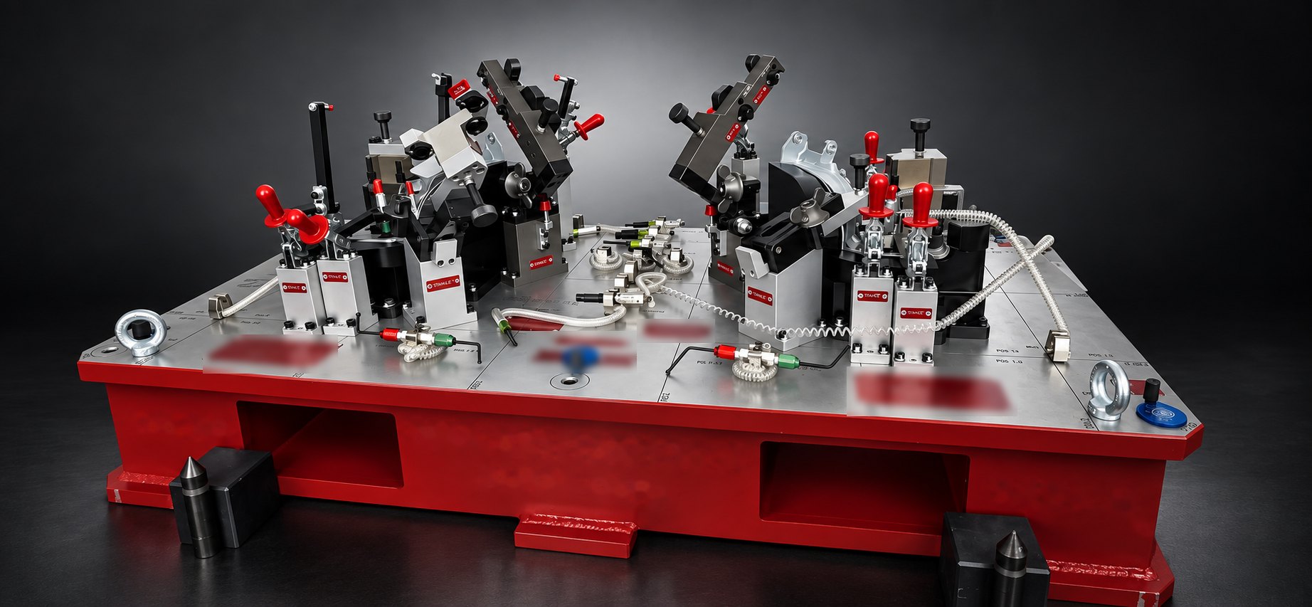 Fixture doble LH / RH con clamps y pines de verificación
